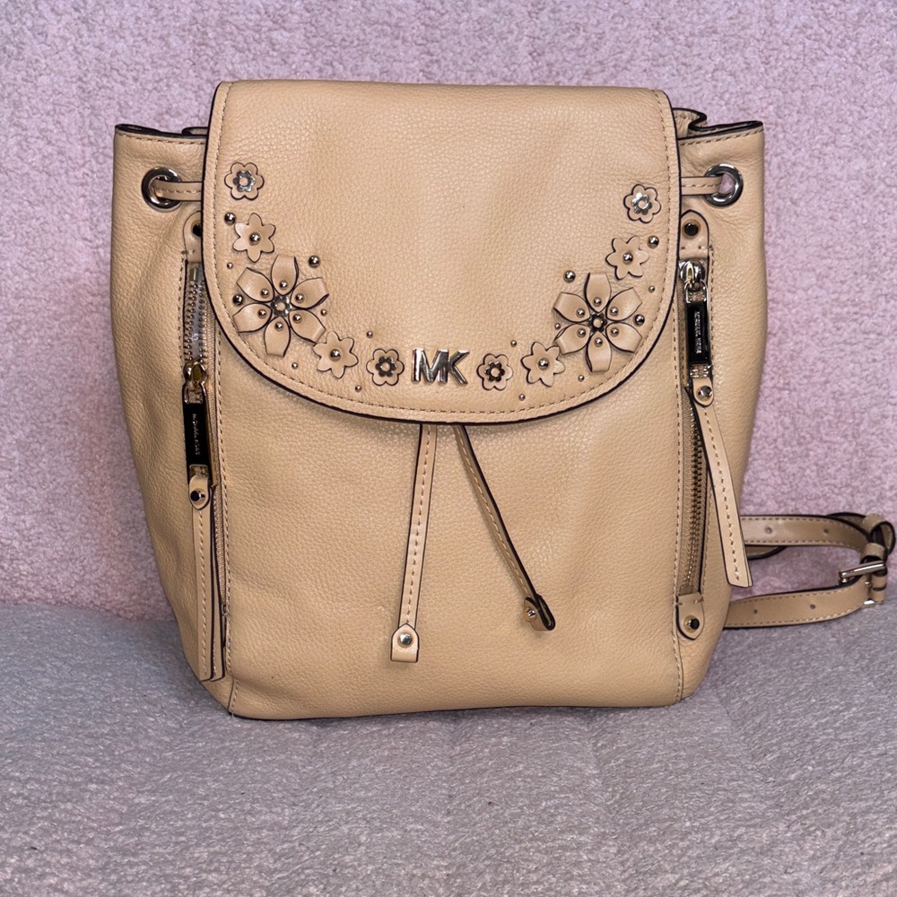 Michael Kors Beige Floral Backpack